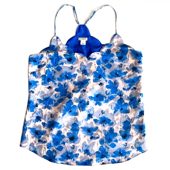 SOLD 💕J Crew Scalloped Floral Spaghetti Strap Tank Top - Picture 2 of 14